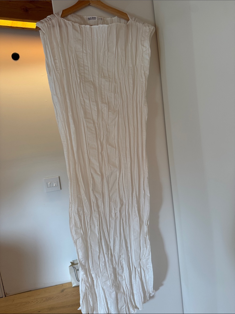 Zara old collection White Crinkled Maxi Dress